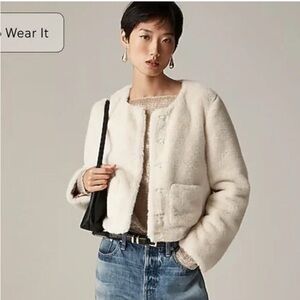 J.Crew Faux Fur Lady Jacket | Natural Cream | Size M | Worn Once 🤍✨